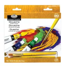 Estojo Tinta Guache 18 Cores + 2 Pincéis Royal Langnickel