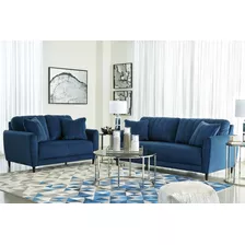 Sala Contemporánea Azul, Sofá Y Loveseat De Terciopelo