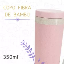 Copo Fibra Bambu C/ Tampa Ecológico Térmico Microondas 350ml Cor Rosa Sem Desenho