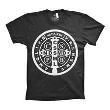 Camiseta De Algodão Feminina E Masculina Cruz De São Bento 