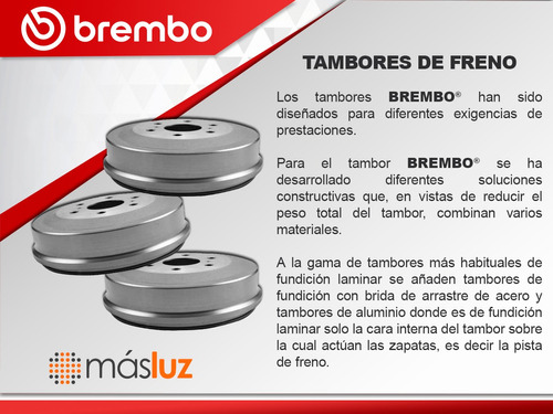 Jgo 2 Tambores De Freno Traseros Smart Fortwo 05/15 Brembo Foto 4