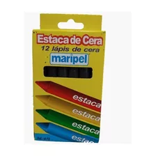 Lápis De Cera Estaca Maripel Preto 12 Unid