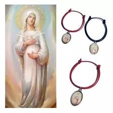 1 Pulsera Hilo Rojo O Rosa Medalla Virgen Dulce Espera