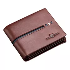 Cartera Plegable De Piel Genuina Gran Capacidad Para Hombre