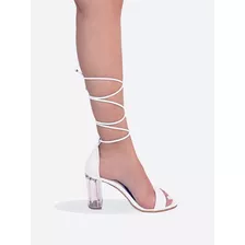 Zapatillas Blancas Modernas Con Tacón Transparente