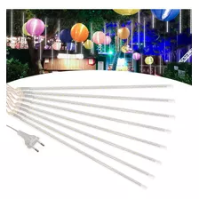 Cascata 8 Tubos Queda Pisca Pisca Chuva Gelo 50cm Luz Branco