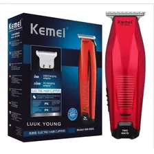 Maquina Acabamento Cabelo Barba Sem Fio Bivolt 5w Kemei 5026 Cor Vermelho 100v/240v