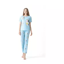 Conjunto Polera Manga Corta Con Pantalón Pijama Mujer. Qikun