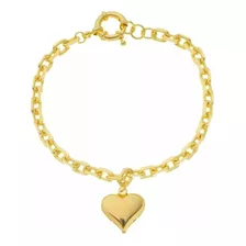 Pulseira Cadeado Feminina Coração 10 Gramas Ouro 18k 750