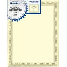 Geographics Certificados Flourish Premium (hoja De Oro), 8,5