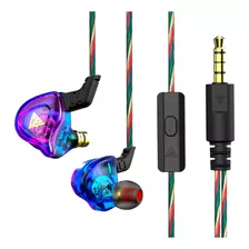 Audifonos Qk6 In-ear Gamer Violeta Con Micro + Estuche 