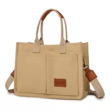 Bolso Elegante De Lona Con Múltiples Bolsillos Para Mujer