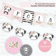 Kit Imprimible Decoración Candy Bar Osa Panda Texto Editable