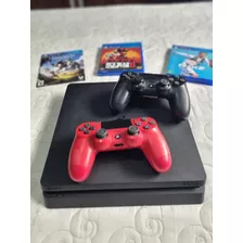 Console Playstation 4 Slim 500gb Sony + 2 Controles + Jogos