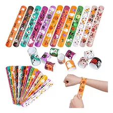 48pcs Halloween Slap Pulseras Surtido A Granel Calabaza...