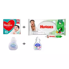 Kit Higiene Bebê Fralda Xg Amaciante Tira Manchas Lenço Umed