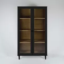 Estante Para Livros 2 Portas Vidro Ditália E-957 Cor Preto