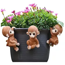 Pearlead 3 Piezas Creative Hanging Resin Monkey Flower Pot H