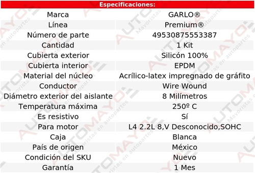 Cables Bujias Caravelle 2.2l 8,v Sohc, 85 - 88 Garlo Premium Foto 2