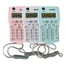 Kit 3 Mini Calculadora De Bolso Colorida Cordão De Pescoço