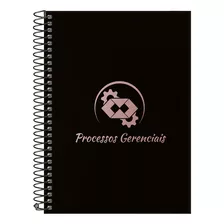 Caderno Colegial Profissões Preto E Rosê Gold 15 Matérias