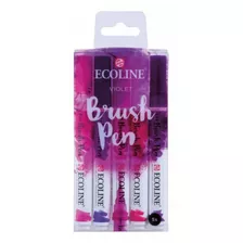 Royal Talens Ecoline - Set 5 Marcadores Brush Pen; Violeta