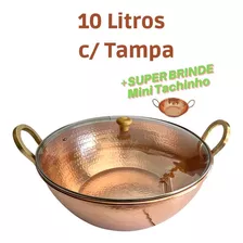 Tacho De Cobre Puro Com Tampa De Vidro 10 Litros