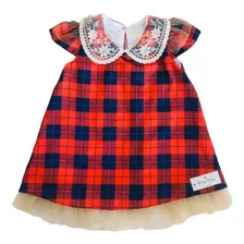 Vestido Trapézio Xadrez Vermelho Natal Menina Ensaio Luxo