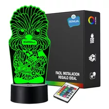 Lámpara De Noche Led 3d Star Wars Chewbacca Holograma Regalo