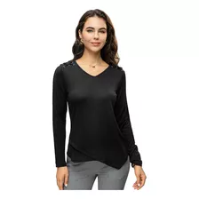 Sweater Ruedo Diagonal Negro Mujer Fashion's Park I