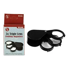 Se 5x Triple Lupa Plegable De La Lente Con ******* Lens - M