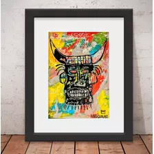 Quadro Basquiat Style Banksy Vidro + Paspatur 46x56 Ss06