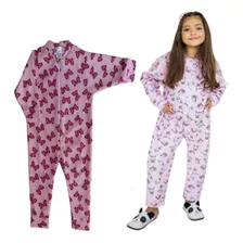 Macacão Com Zíper Soft Uni Pijama Infantil Inverno 10/12/14