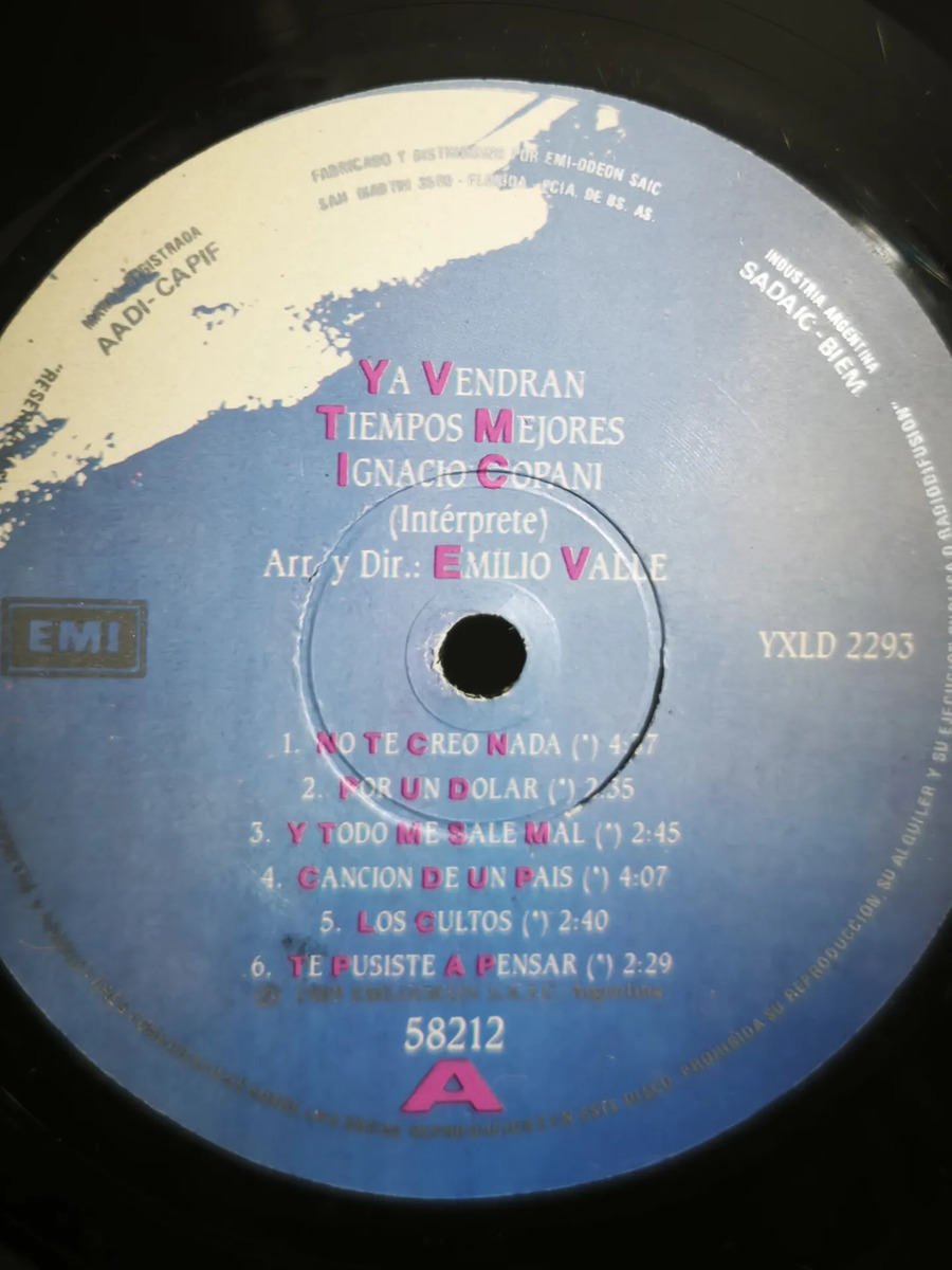 Ignacio Copani - Ya Vendran Tiempos Mejores - vinilo 1989