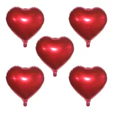 5 Balão Metalizado Coração Festa Namorados 46cm