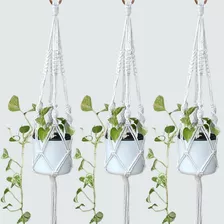 Floreira Suporte Em Macrame 03 Unidades 70 Cm Hanger Plant