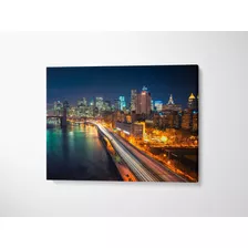 Quadro Tecido Em Tela Predio City New York Ex Grand 2 140x90