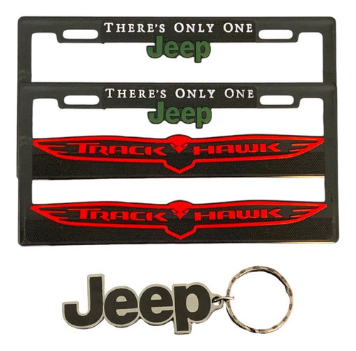 Par De Porta Placas Jeep Premium Y Llavero Metlico Logotipo Foto 7