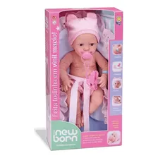 Boneca Bebê New Born Acabou De Nascer C/ Chupeta Certidão