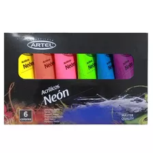 Set Pintura Acrilica Fluor / Neon 6 Colores Artel