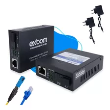 Kit Conversor Mídia Fibra Óptica Rj45 10/100mbps A+b C/ Nf