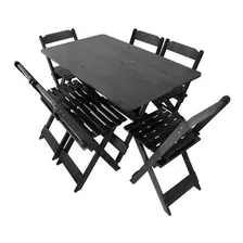 Jogo De Mesa 120x70cm Com 6 Cadeiras Dobráveis