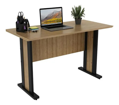 Mesa Computador Me-4194 Amêndoa/preto Tecno Mobili