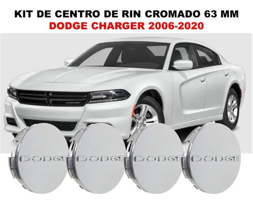 Kit 4 Centros De Rin Dodge Charger 2006-2020 Cromado 63 Mm Foto 2
