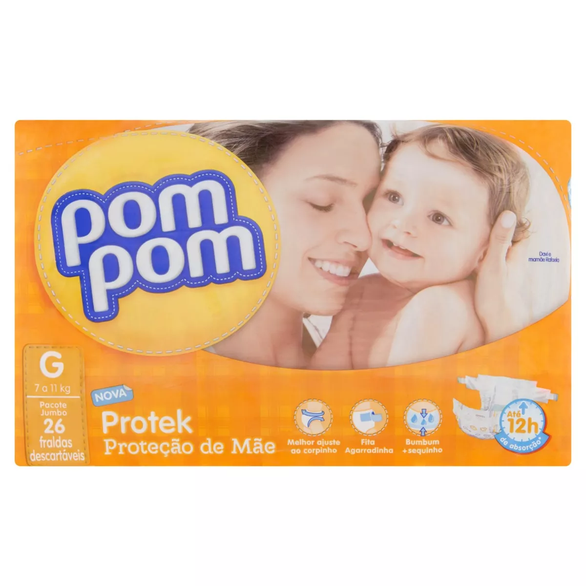 Fraldas Pom Pom Protek Proteção De Mãe G 26 U