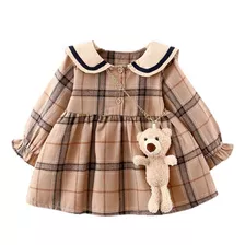 Vestido De Bebê H Para Crianças E Meninas, Saia Xadrez De Ve