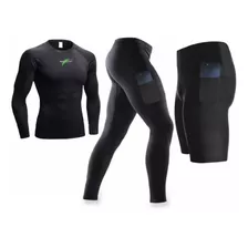 Kit Camisa Calça E Bermuda De Ciclismo Com Bolso E Forro D90