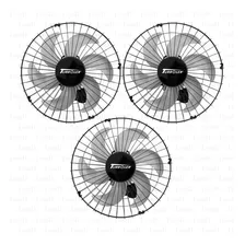 Kit Com 3 Ventiladores 50cm Bivolt Turbolex 40 Fios Preto