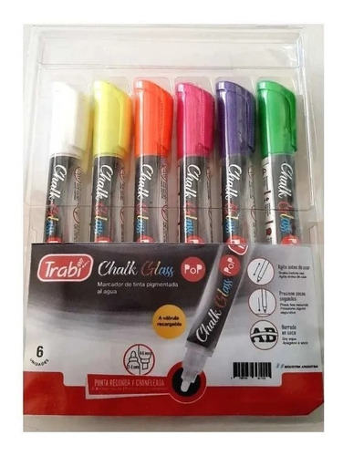 Marcador Trabi Tinta Pigmentada Para Vidrio Chalk Glass X6