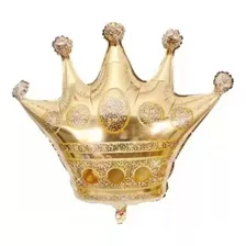 5 Balão Metalizado Coroa Dourado Príncipe Princesa